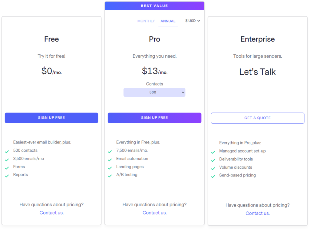 Benchmark Email Pricing December 2023