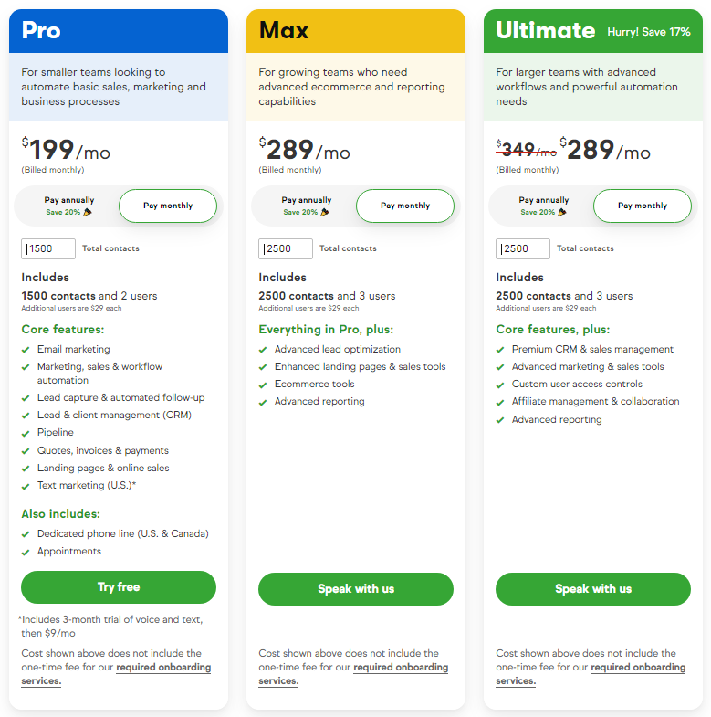 Keap Pricing December 2023