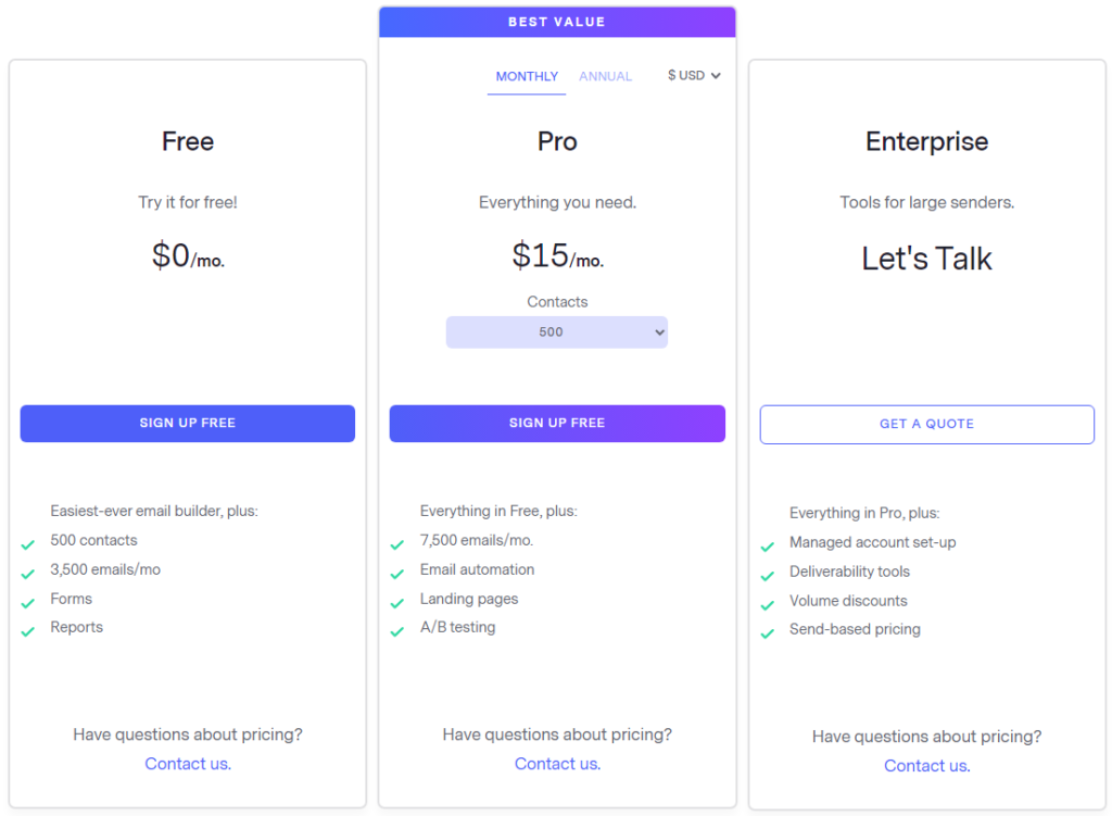 Benchmark Email Pricing January 2024