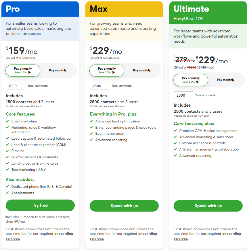 Keap Pricing January 2024